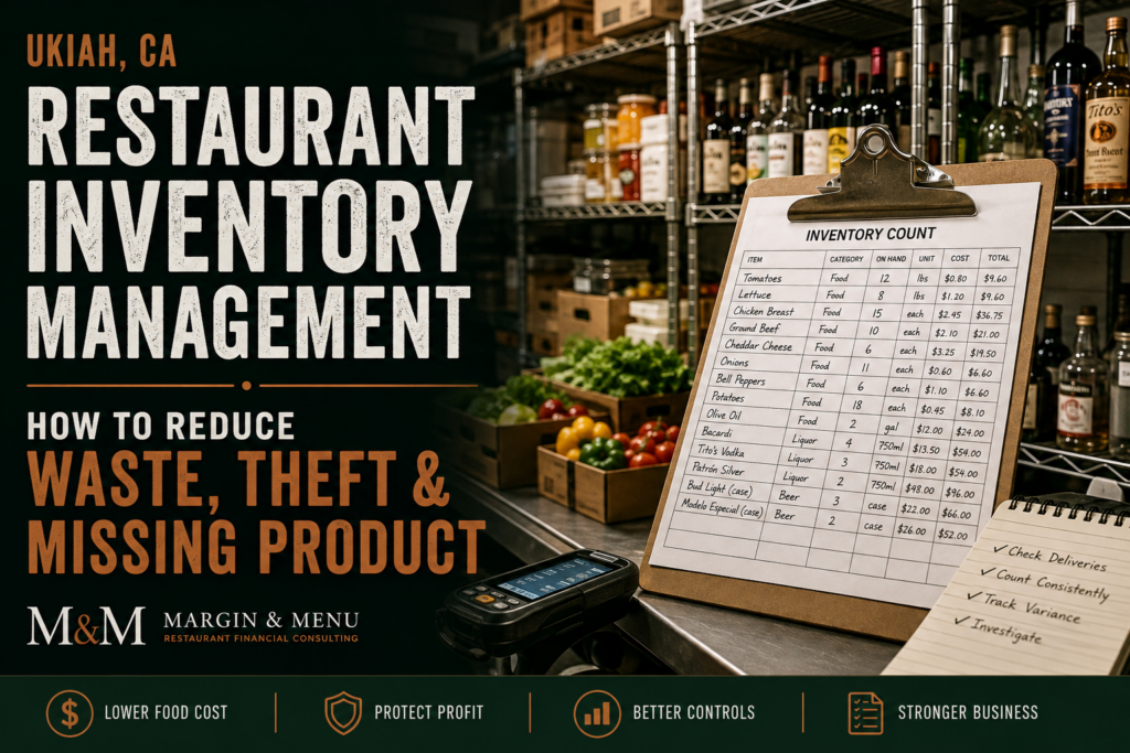 Restaurant inventory management in Ukiah CA with inventory count sheet and restaurant storeroom