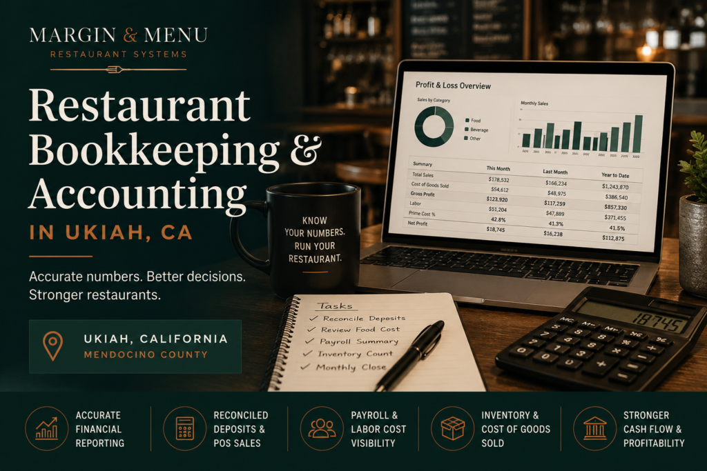 Restaurant bookkeeping and accounting in Ukiah CA