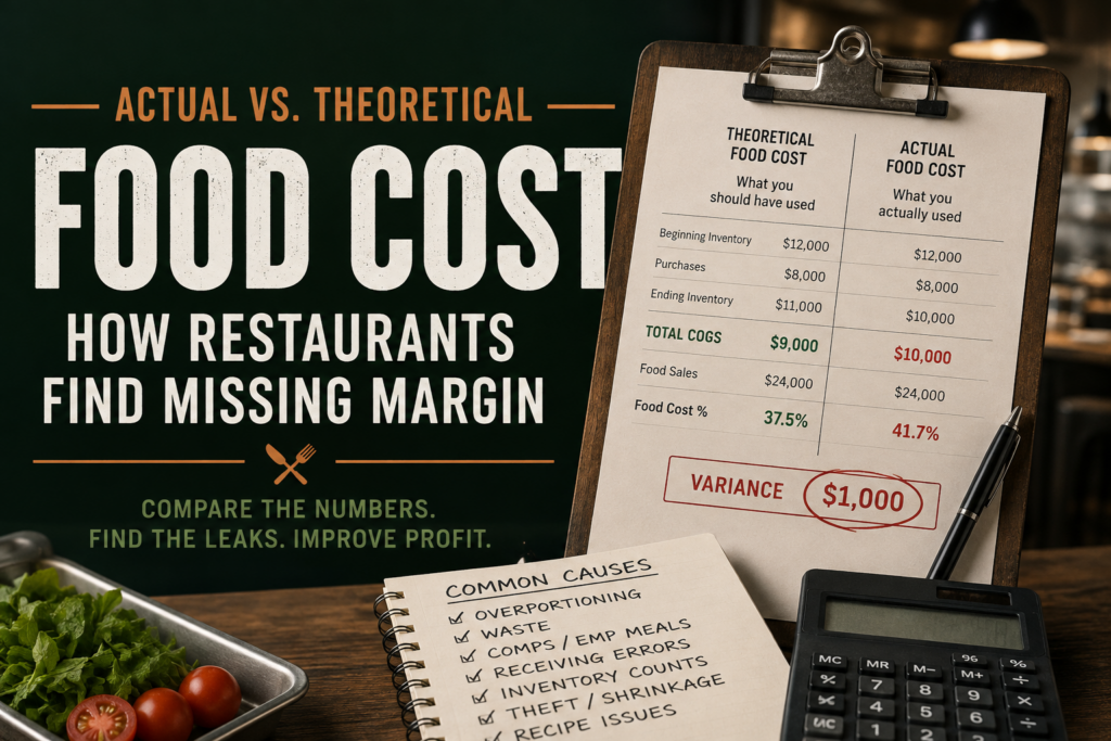 Actual vs theoretical food cost for restaurants showing food cost variance