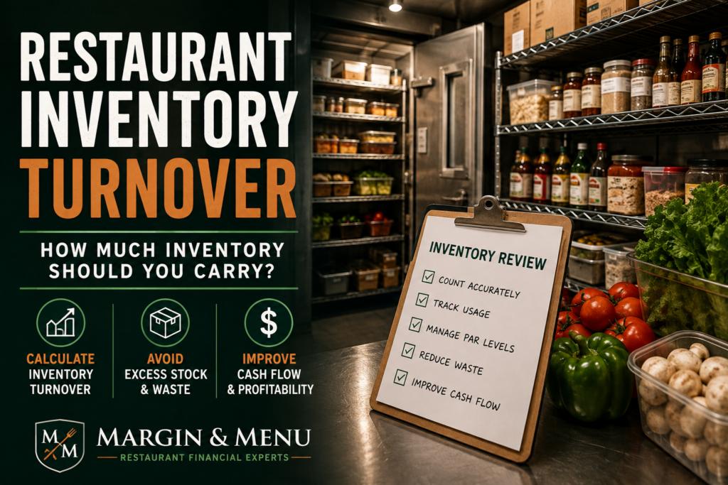 Restaurant inventory turnover guide showing organized food storage, inventory tracking, and restaurant cost control.